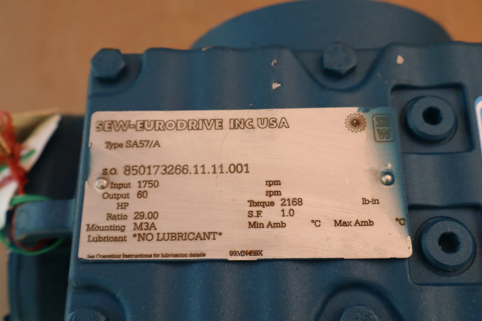 Sew-Eurodrive Gear Box Speed Reducer SA57/A 850173266.11.11.001 Ratio 29:1 *NOS*
