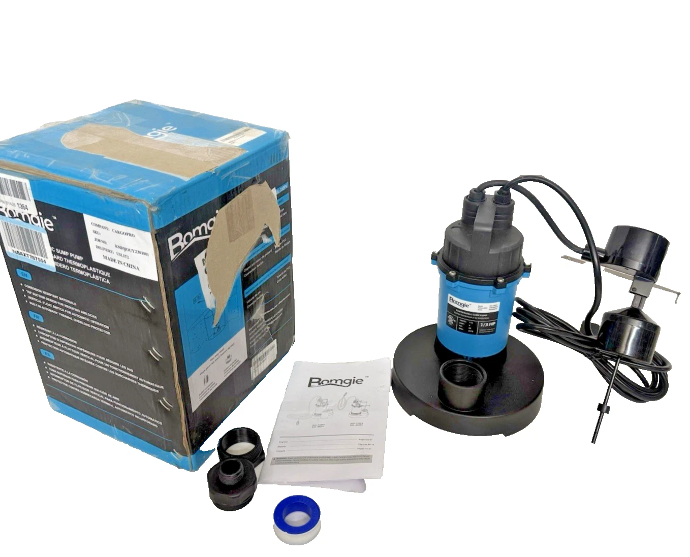 BOMGIE 1/3HP Sump Pump Submersible Vertical Float Switch SUL-332PV 115v 2510gph