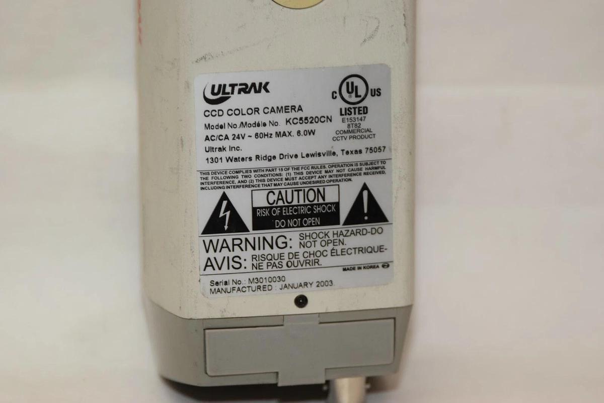 Used ULTRAK KC5520CN 24Vac 60Hz 6.0W CCD Color Camera