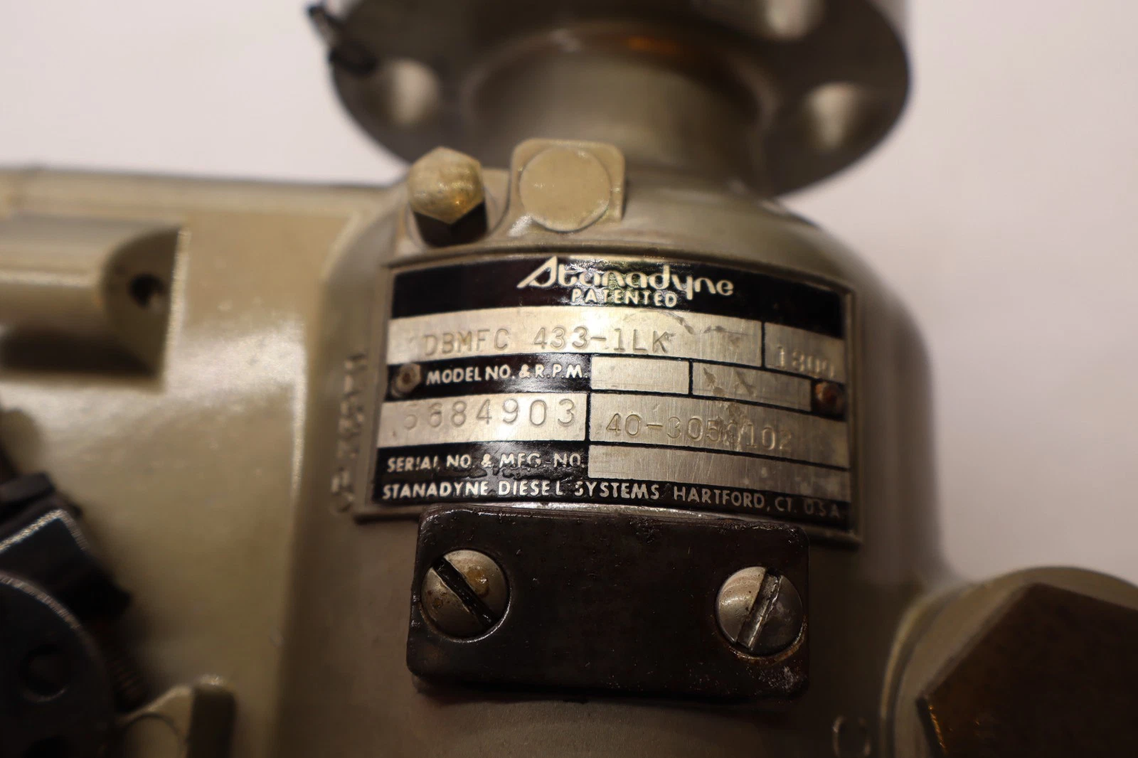 Used Standadyne Master Fuel Pump DBMFC 433-1LK RPM1800 24V 40-3050102