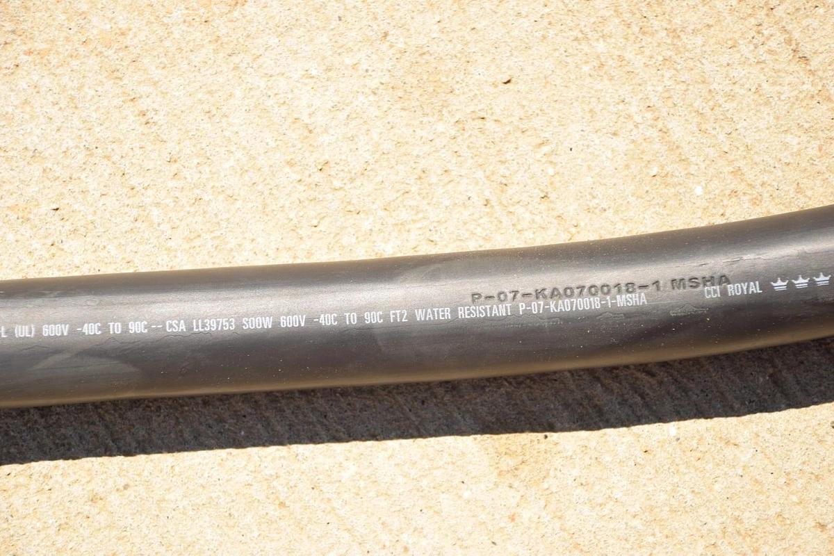 80' CCI Royal SOOW Flexible Cord Cable P-07-KA070018-1 MSHA 2AWG 4/C 600V Copper