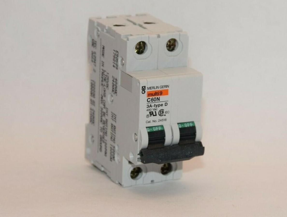 (NEW) MERLIN GERIN C60N 3A Type D 2 Pole Multi9 Circuit Breaker