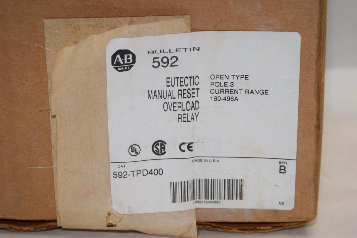 Allen Bradley Eutectic Manual Reset Overload Relay 592-TPD400 592TPD400 3p NEW
