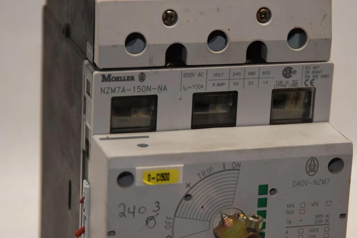Used KLOCKNER MOELLER Breaker NZM7A-150N-NA 150A 150 Amp A w/ DAOV-NZM7