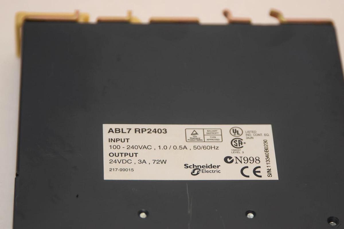 Used SCHNEIDER ELECTRIC ABL7 RP2403 100-240Vac 1.0/0.5A 50/60Hz 24Vdc 3A Power Supply