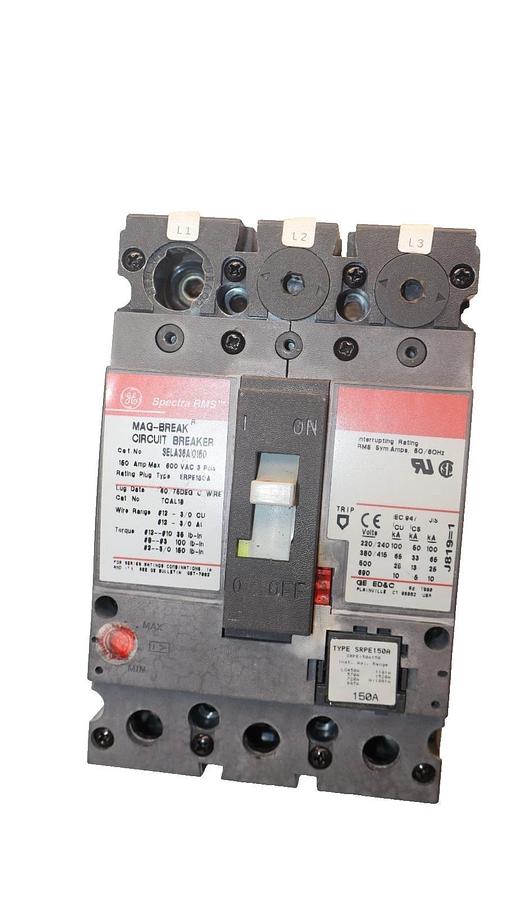 Used GE GENERAL ELECTRIC SELA36AI0150 150A 150 A Breaker SRPE150A Shunt SAUXPAB2 Aux