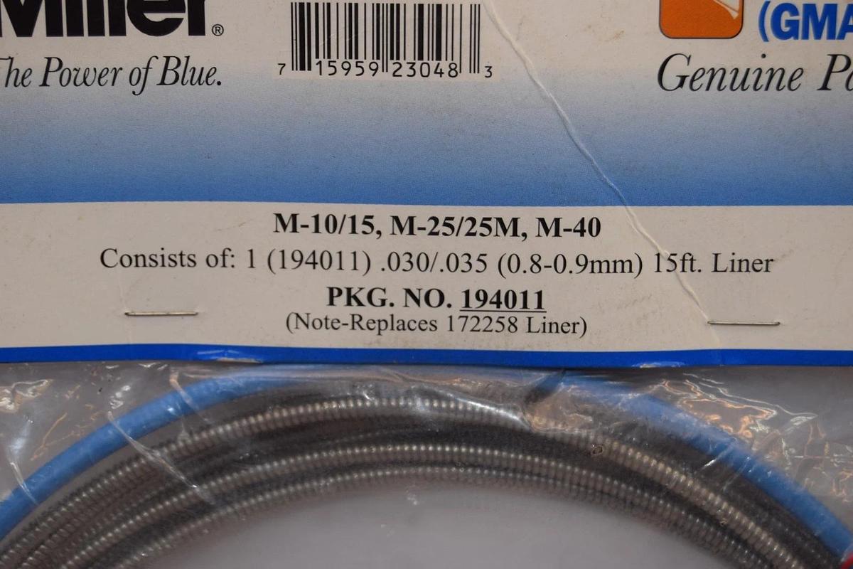Miller 129179 , GA21C / MWG21C / GA20C MIG Gun Liner .030/.035x15Ft (New)