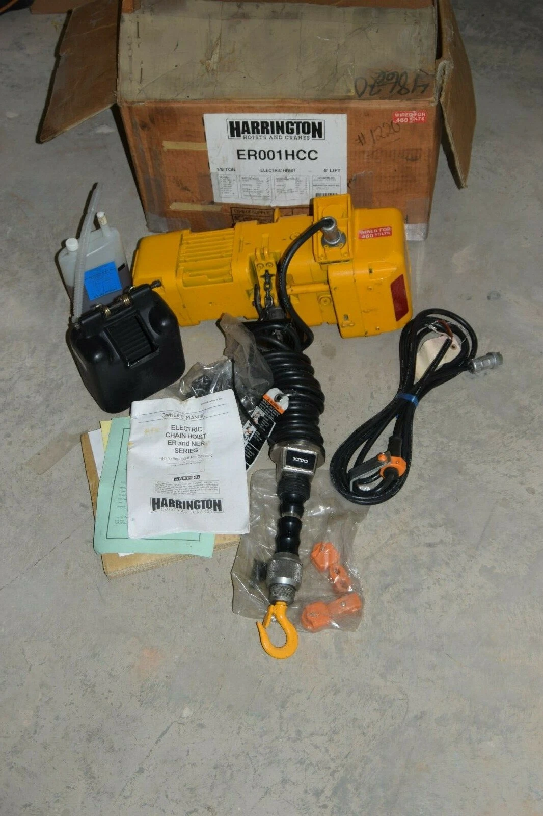 Harrington 1/8 Ton Electric Hoist 1/8T ER001HCC 6' Lift single speed (NEW)