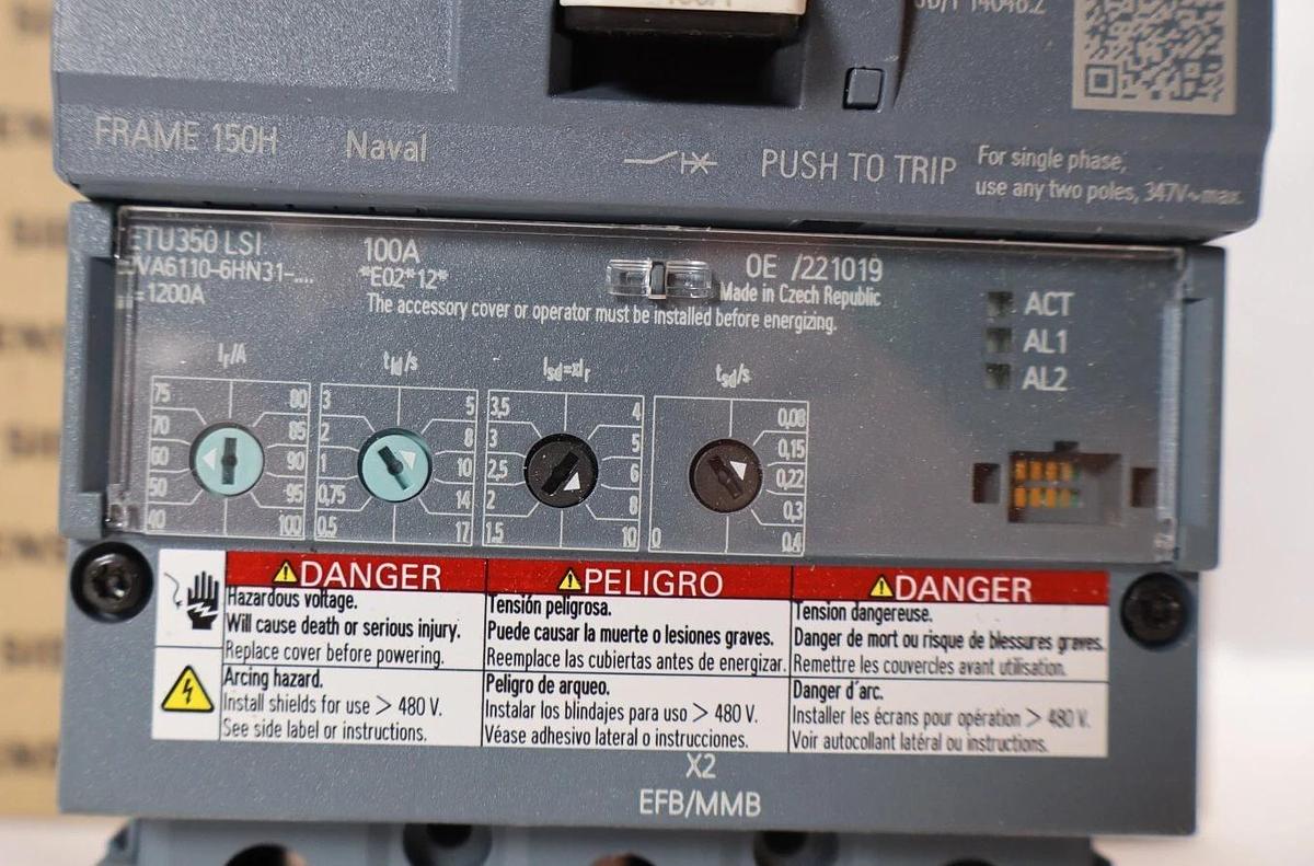 Siemens 3VA6 Circuit Breaker 3VA6110-6HN31-0AA0 100A 100 Amp ETU350LSI Trip *NEW