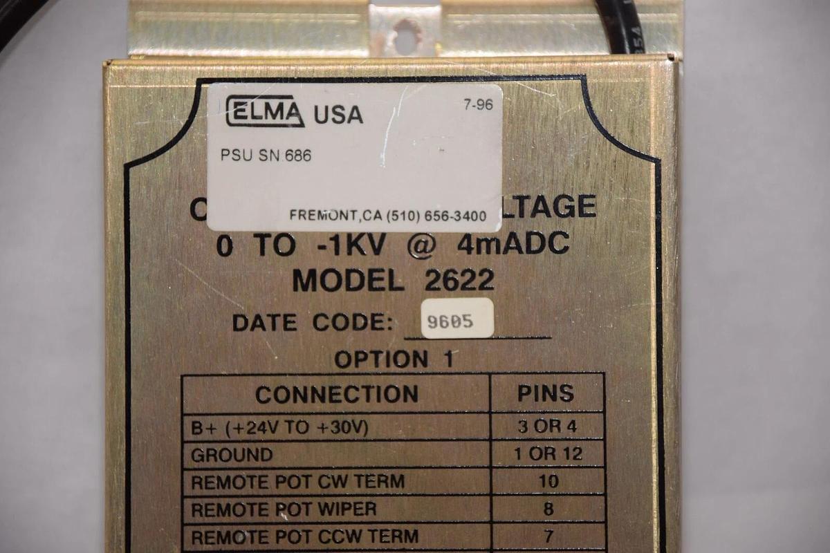 Used ELMA / BERTAN 2622 0 to -1Kv @ 4mADCPower Supply