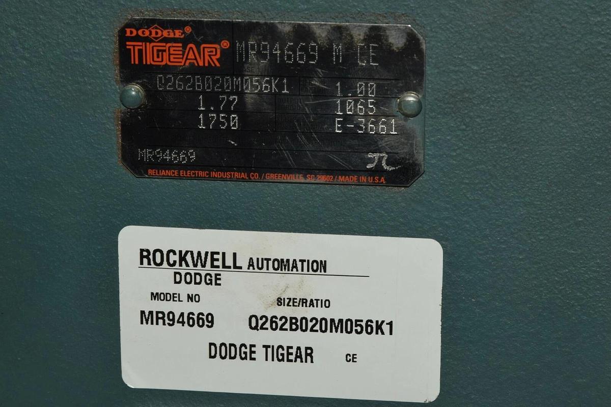 DODGE  20:1 Right Angle Gear Reducer MR94669 Q262B020M056K1 1.77HP 1750RPM NEW