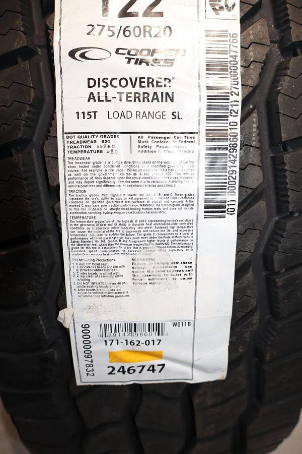 Used (NEW) COOPER 275/60R20 , 122 Discoverer All-Terrain (1) Tire  275/60/20