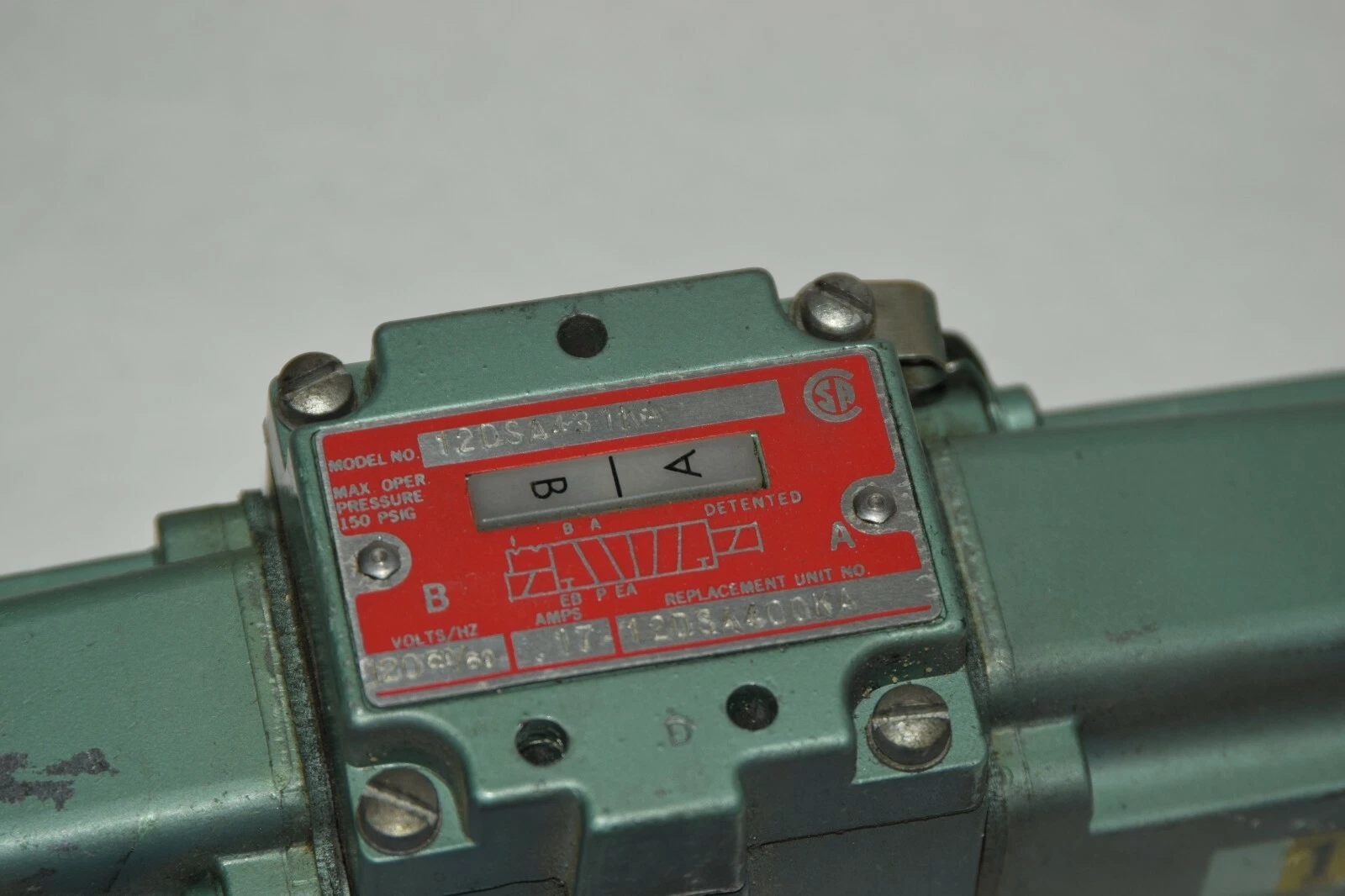 Used NUMATICS 12DSA431KA 12DSA400KA 120V .17A 50/60Hz Solenoid Control Valve