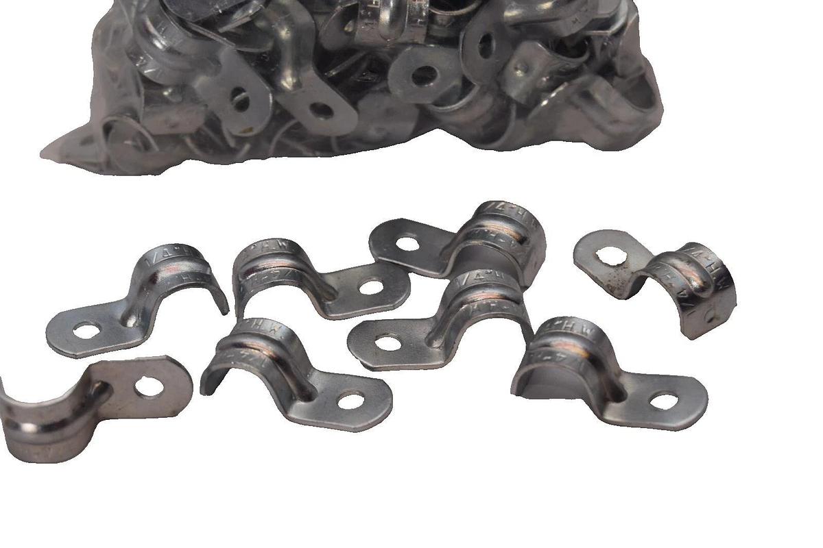 (Lot of 200) Assorted Brands 1/4" H.W. EMT 1 Hole Conduit Pipe Strap P-Clamp NEW