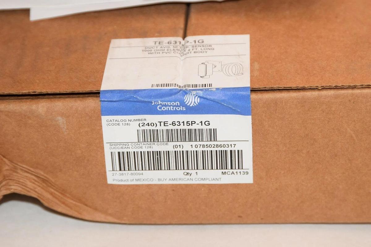 (NEW) JOHNSON CONTROLS TE-6315P-1G 1000Ω Element 8' Temperature Sensor