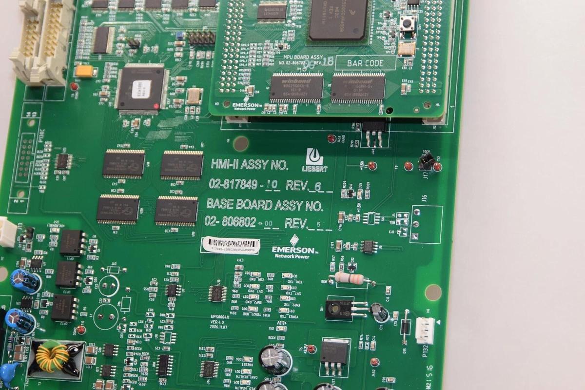 Used EMERSON / LIEBERT 02-817849-10 02-806802-00 Rev 5 HMI-II STS2 Assy Board