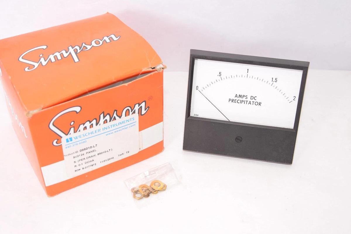 (NEW) WESCHLER INSTRUMENTS 085010-L7 0-2Amps Precipitator Panel Meter