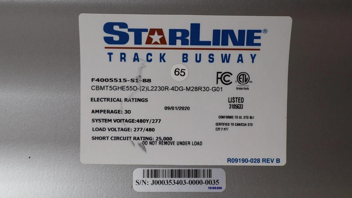 StarLine Track Busway CBMT5GHE55D-(2)L2230R-4DG-M28R30-G01 Tap Box (New)