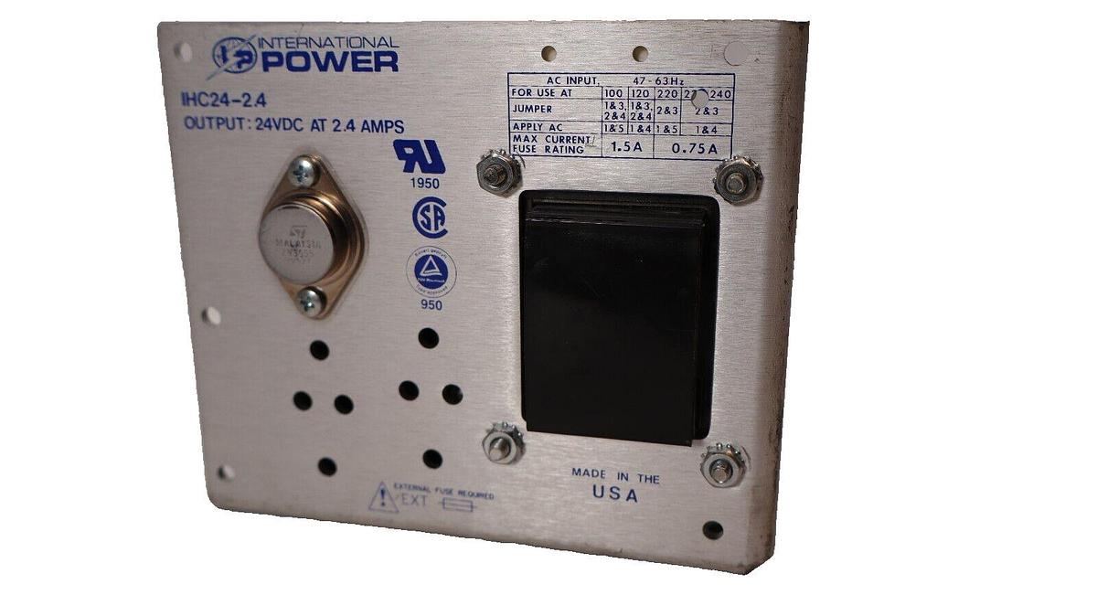 Used INTERNATIONAL POWER IHC24-2.4 24Vdc at 2.4Amp Power Supply