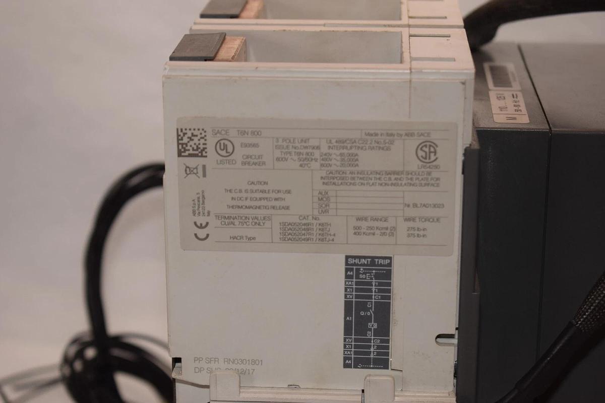 Used ABB SACE Tmax SACE T6N800 T6N 800 800A 3P  Circuit Breaker w/ Motor Operator