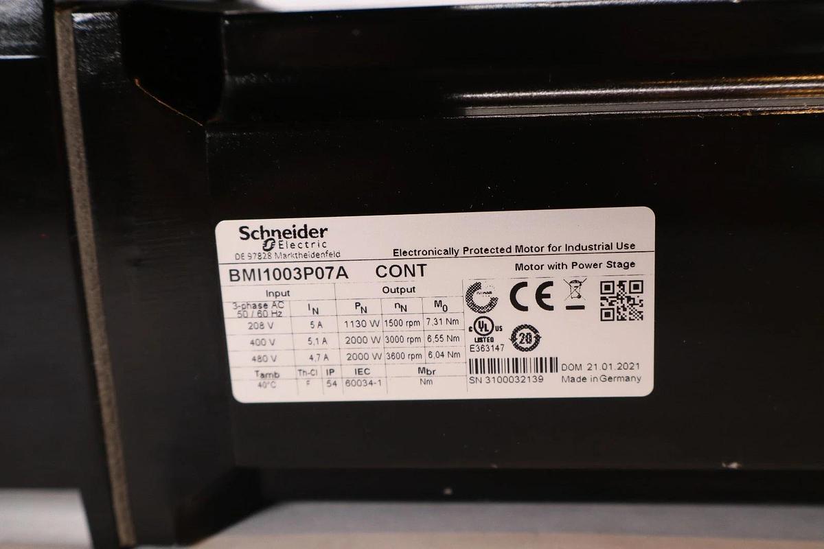 Schneider Electric Servo Motor 3PH 208v 400v 480v BMI1003P07A (New, take out)