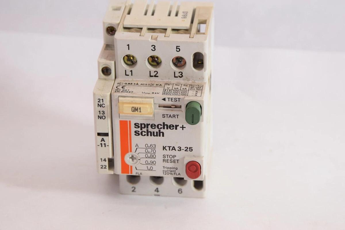 Used SPRECHER + SCHUH KTA 3-25 0.63-1.0A Manual Motor Starter