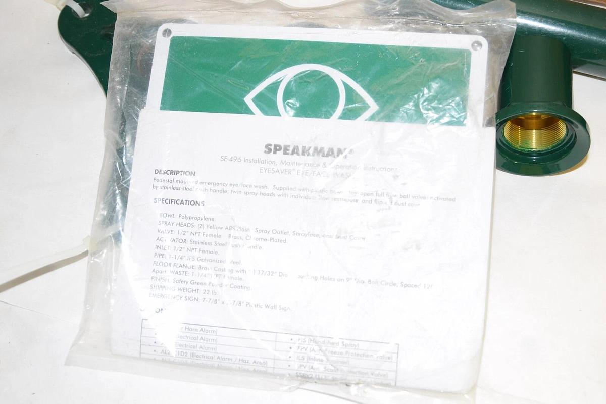 Speakman Safety EyeSaver Pedestal Mounted Eye/Face Wash SE-496 (NEW)