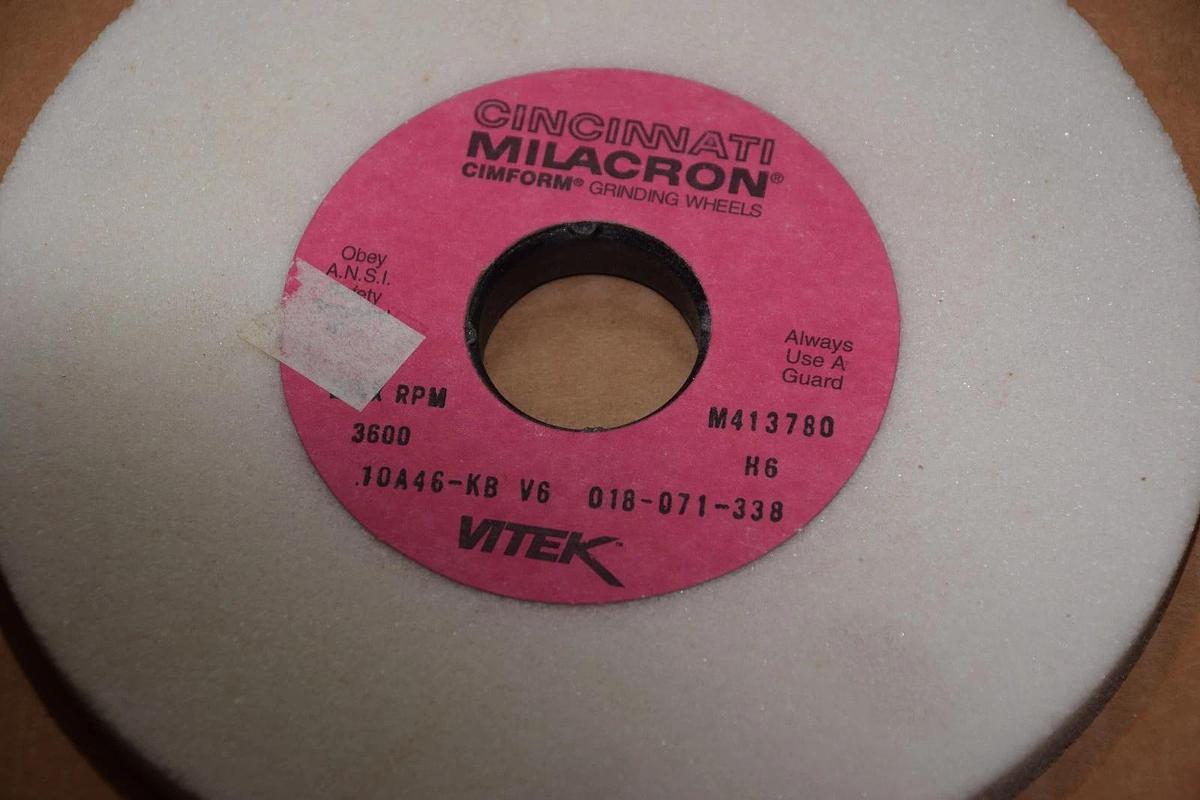 Cincinnati Milacron 10A46-KB-V6 Grinding Wheel, 018-071-338  7 x 1/2 x 1-1/4 NOS