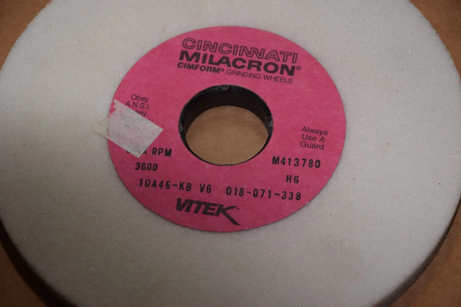 Cincinnati Milacron 10A46-KB-V6 Grinding Wheel, 018-071-338 7 x 1/2 x 1-1/4 NOS