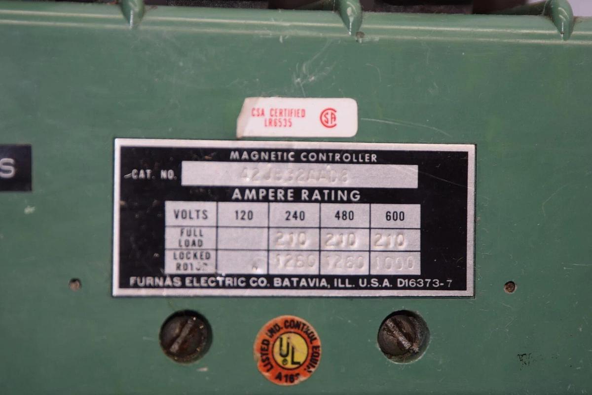 Used FURNAS 42JB32AAD8 Motor Starter 600V Coil With D71628-31 Dual Voltage Coil