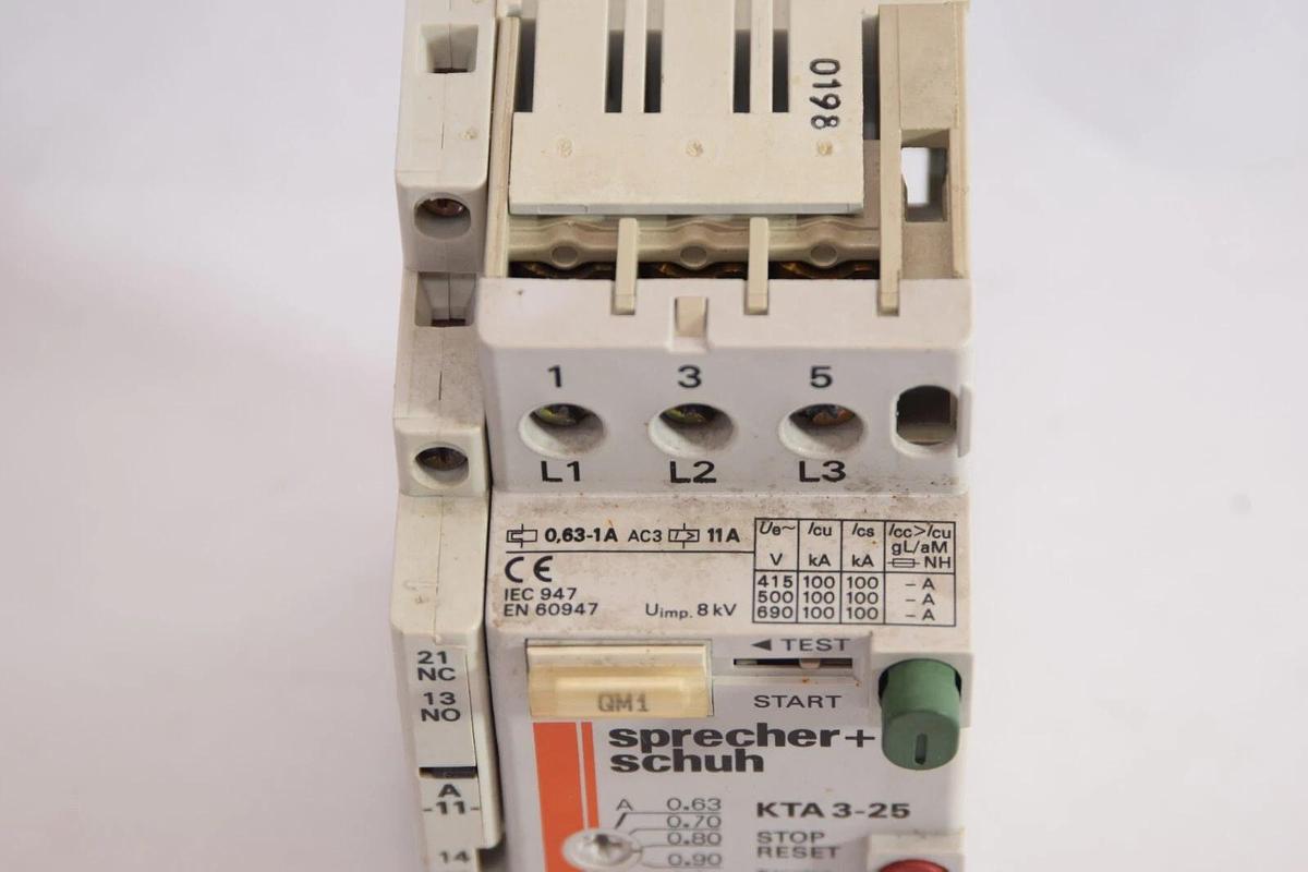 Used SPRECHER + SCHUH KTA 3-25 0.63-1.0A Manual Motor Starter