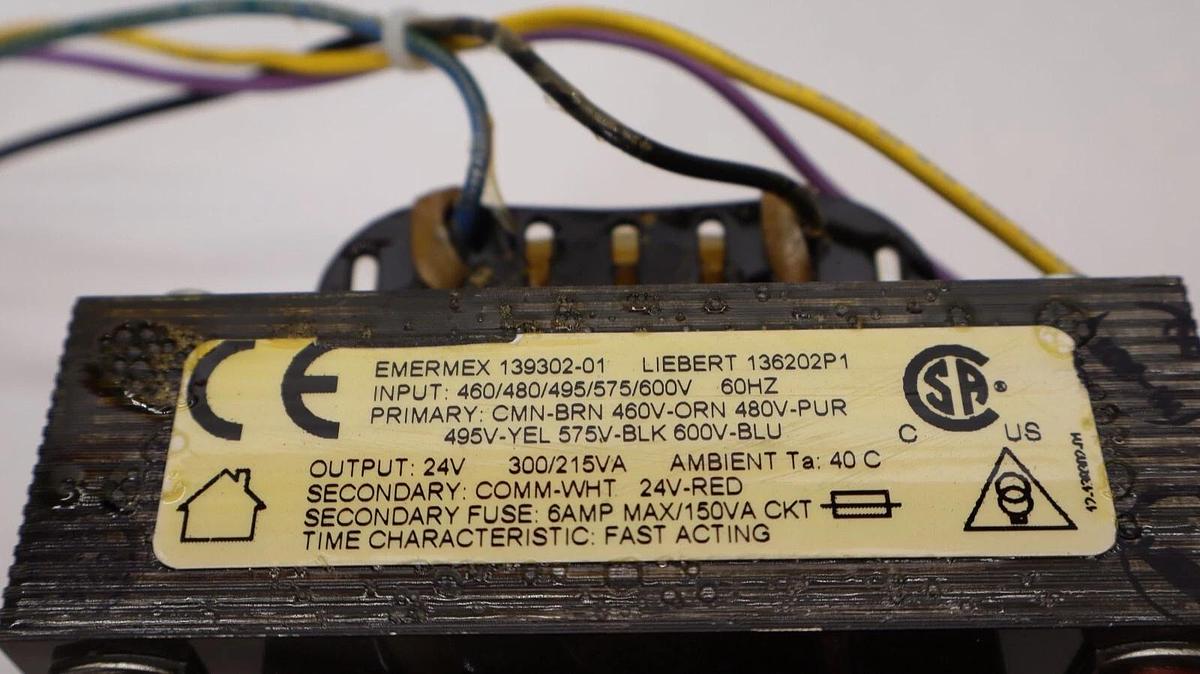 Used EMERMEX / LIEBERT 139302-01 , 136202P1 , EM-6 24V Coil Transformer