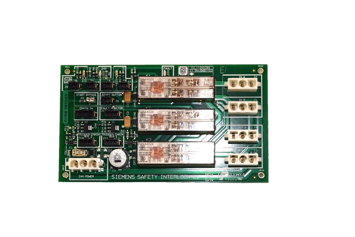 Used SIEMENS CV_11265389 E1 , E204460 Safety Interlock DC Board Card