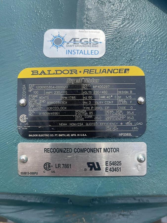 Baldor Reliance ABB SuperE Motor 1206905854-000020 100hp 3ph MP40G297 404TS NEW