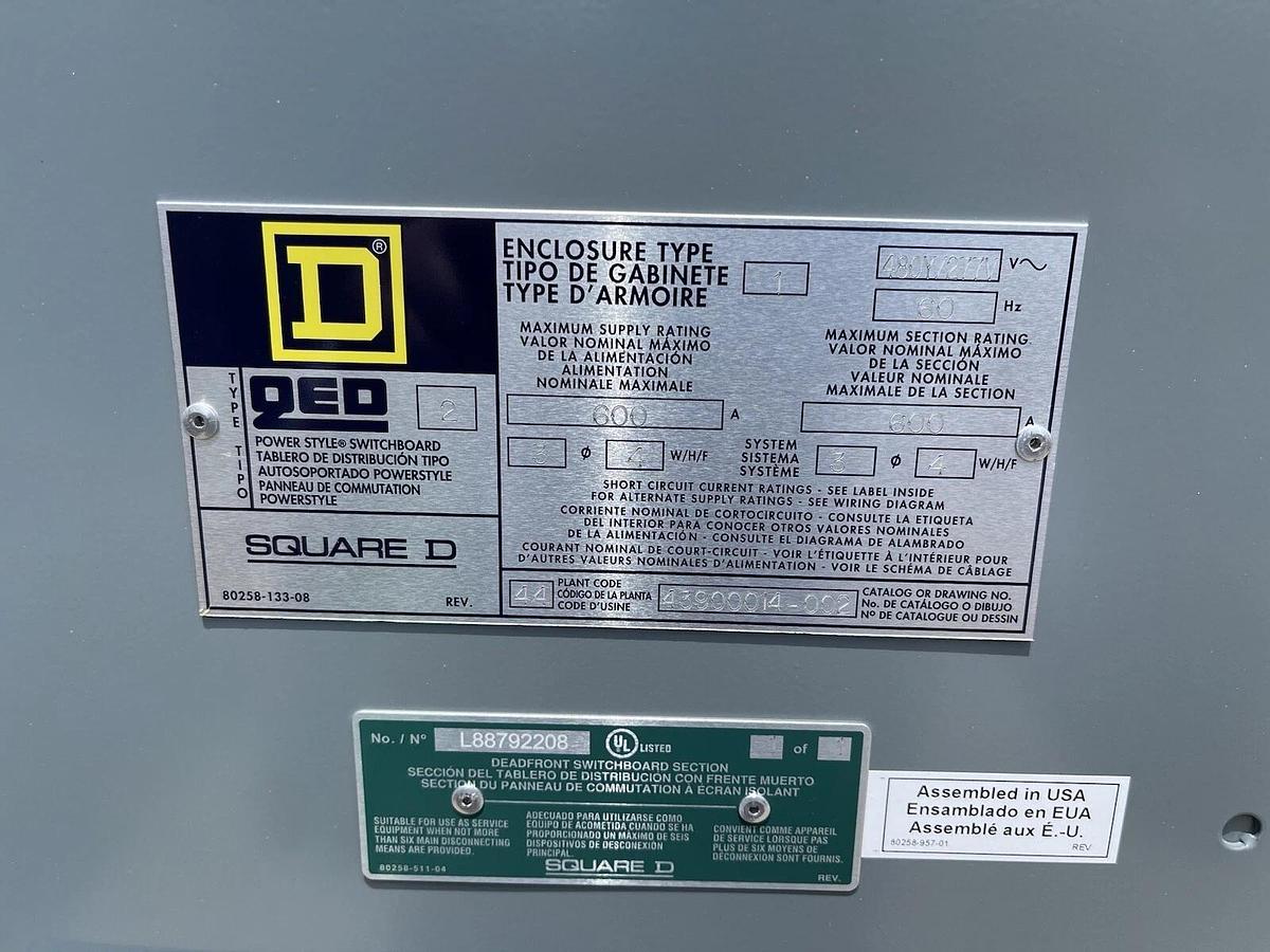 Used Square D 600 Amp QED 2 Switch Gear L88792208 PowerPact PGF36060CU33AAAYP 600A