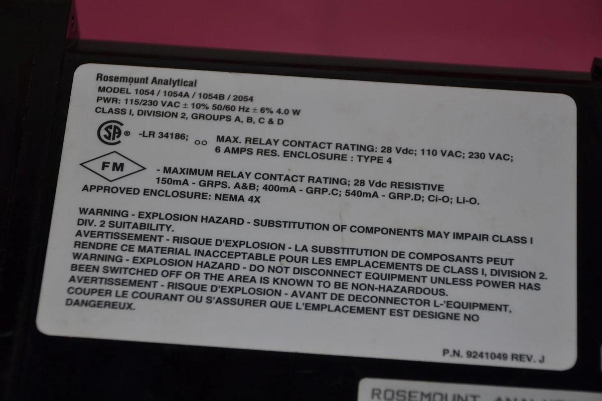 (NEW) ROSEMOUNT 1054BDC 1054 BDC 1054-BDC 230 VAC 20.0.5 Analytical Analyzer