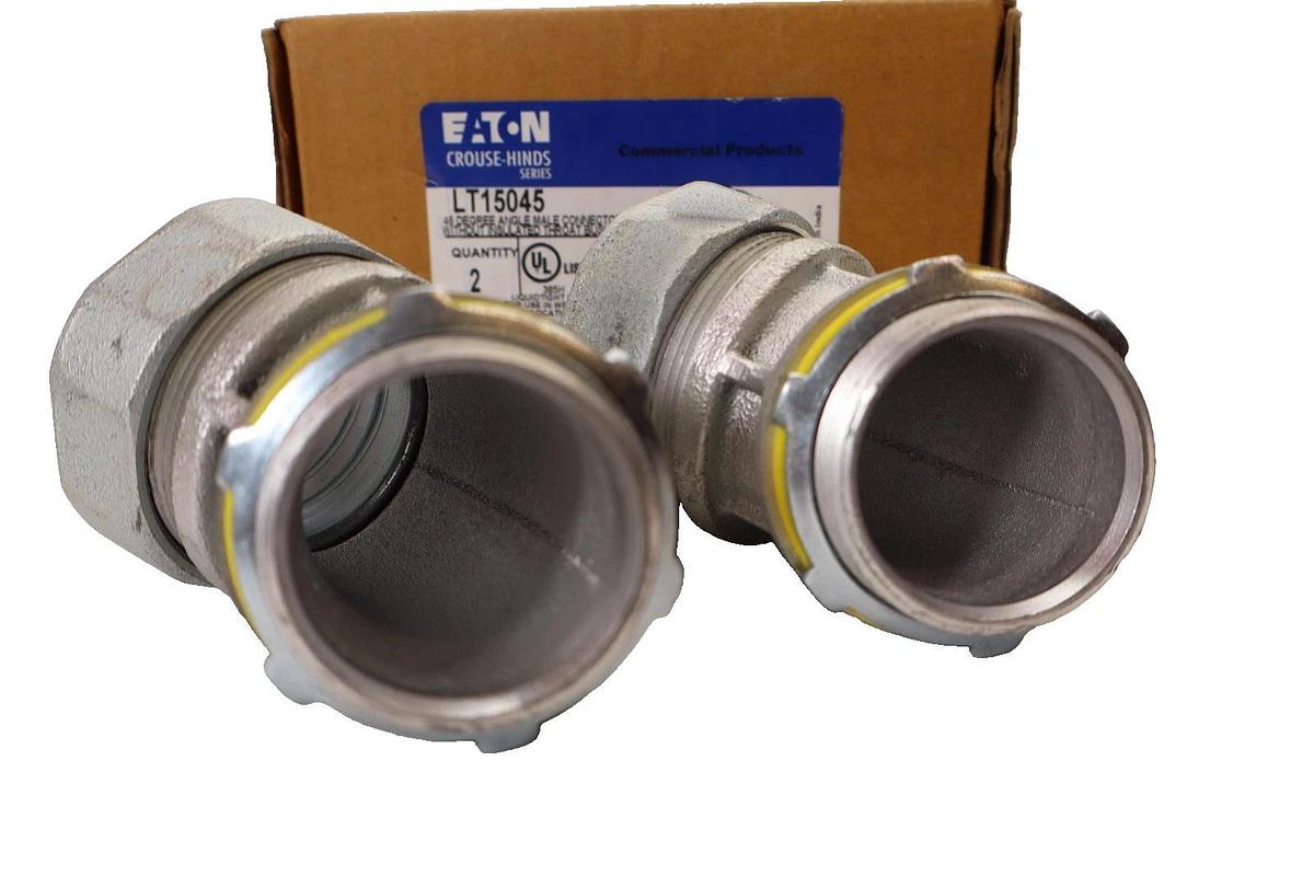 Eaton LT15045 1-1/2" 45° Angle Male Connector Conduit Fitting (New - Box of 2)