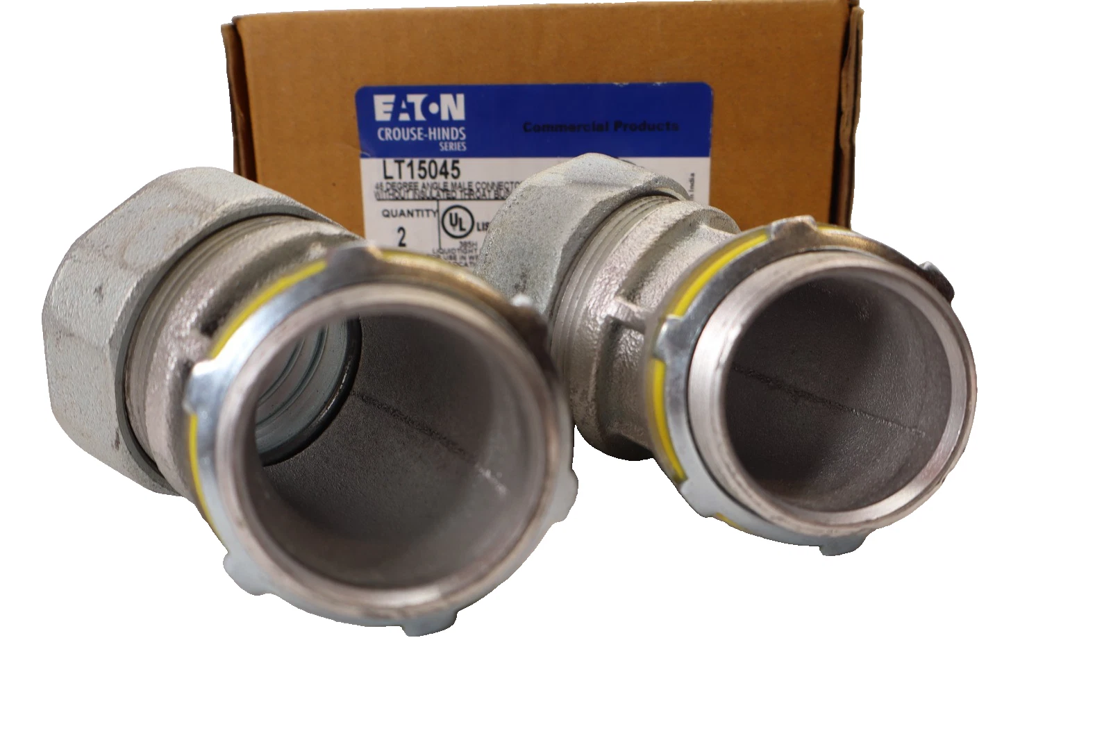 Eaton LT15045 1-1/2" 45° Angle Male Connector Conduit Fitting (New - Box of 2)