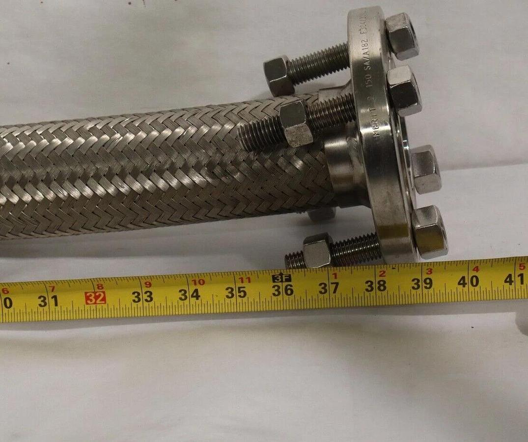 Used 2" x 36" SS Stainless Flexible Braided Hose Flange 150 SA/A182 F304/304L B16.5