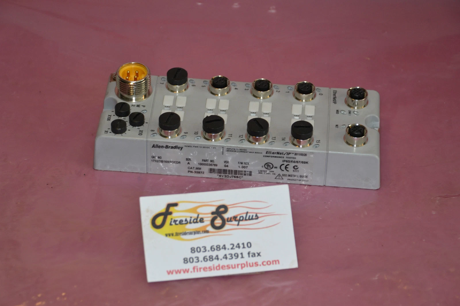 Used ALLEN BRADLEY ETHERNET IP 1732EIB16MSOEDR 10000036789 PN-35932 PN 35932 SER. A