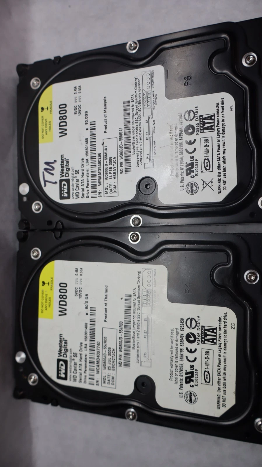 Used (Lot of 10) HDD Hard Drive Big Large Lot - 8 SATA and 2 MOLEX 500gb 160gb 80gb