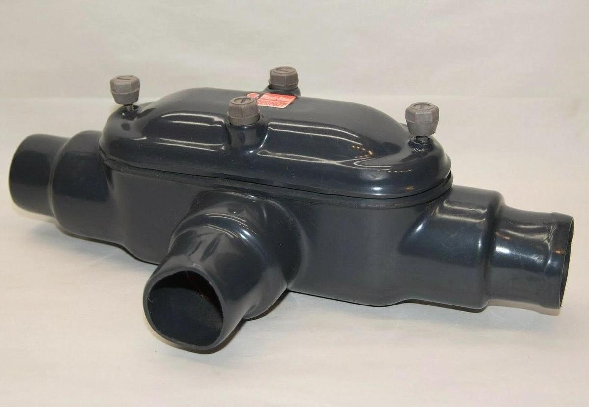 (NEW) PLASTI-BOND Red H2OT 1-1/2" Coated Conduit Body Tee T Fitting