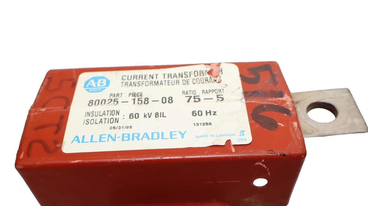 Used Allen Bradley 80025-158-08 , 8002515808 75:5 Ratio 60Hz Current Transformer