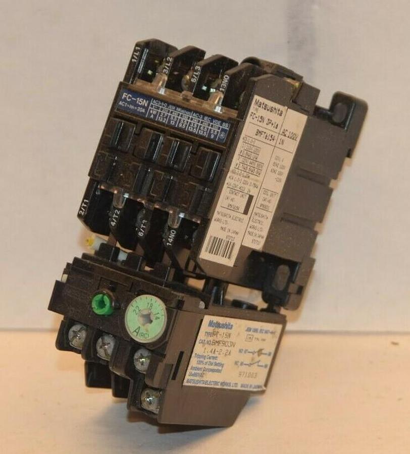 Used MATSUSHITA FC-15N STARTER WITH FT-15N RELAY 1.4A-2.2A 100-110V AC 50/60Hz COIL