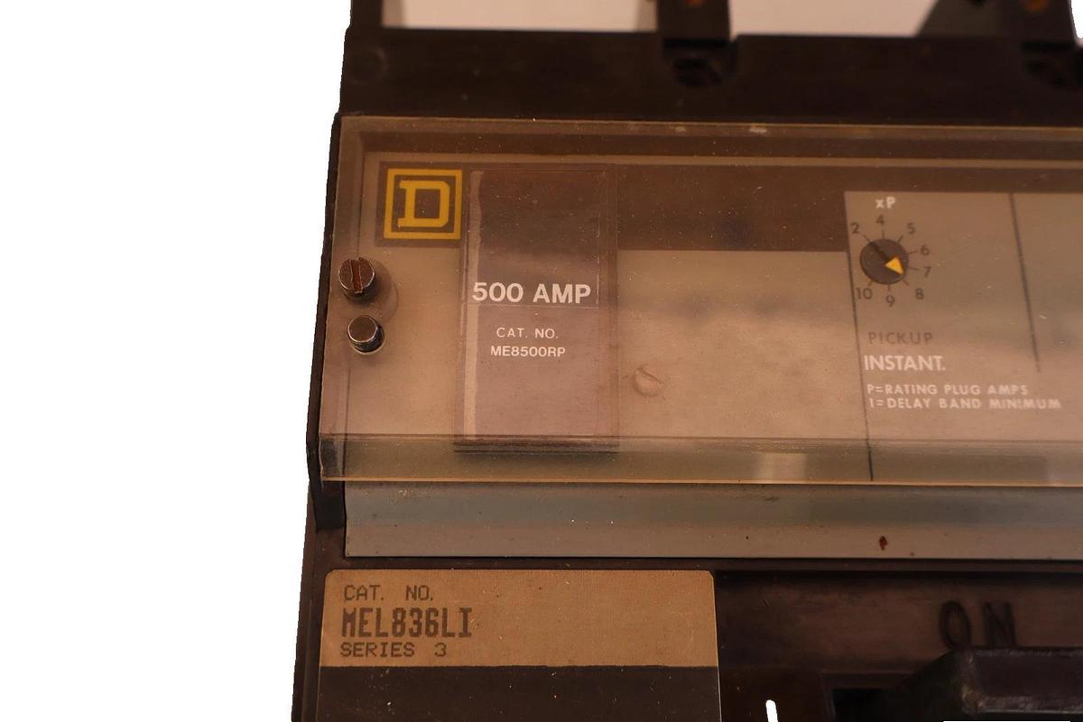 Used Square D 800 Amp MEL836LI 600V Circuit Breaker 3p500A Trip Micrologic ME8500RP