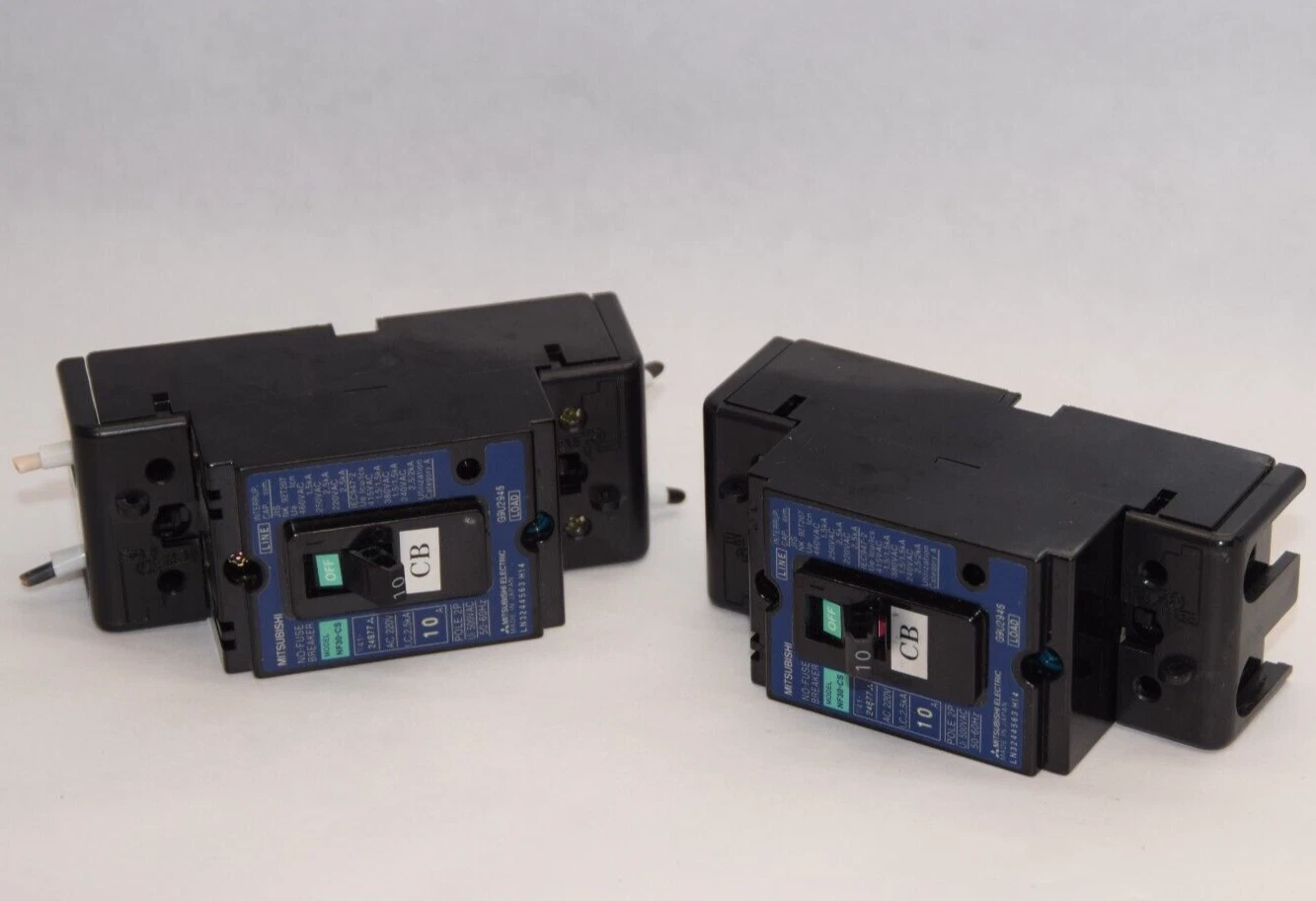 Used (Lot of 2) MITSUBISHI NF30-CS 10Amp 2P 50/60Hz No-Fuse Breaker