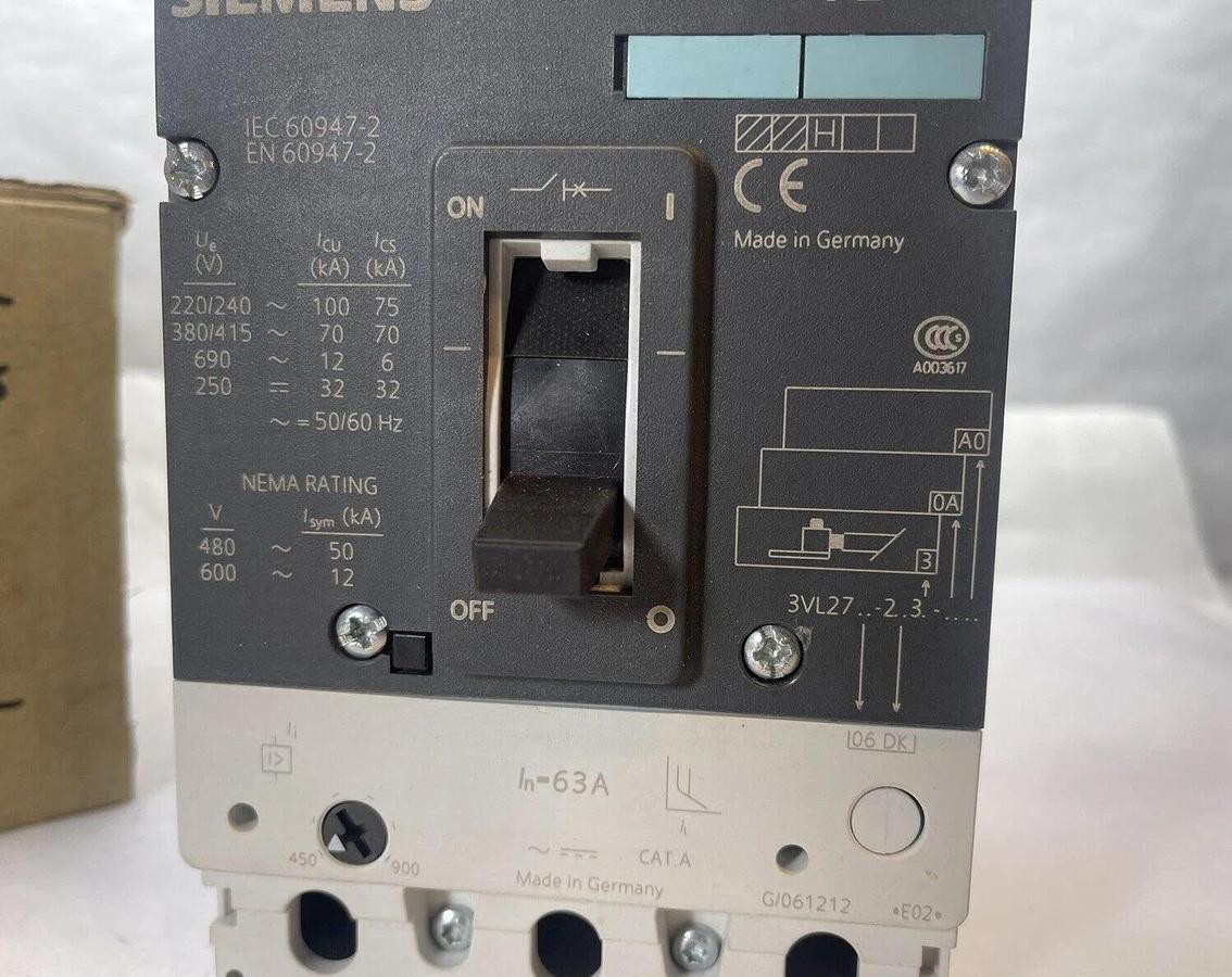 (NEW) SIEMENS 3VL2706-2DK33-0AA0 Breaker 3VL27062DK330AA0 63A 63Amp