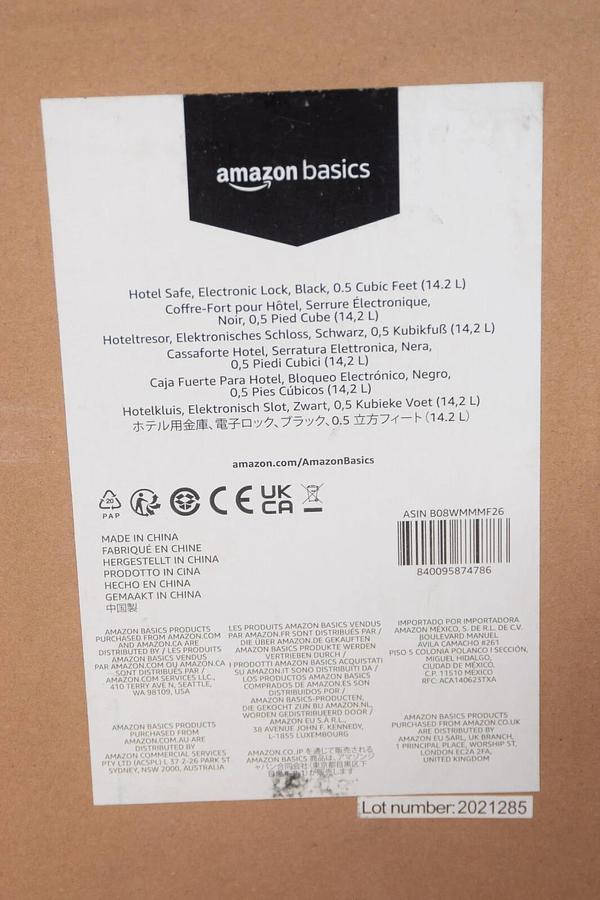 (NEW) AMAZON BASICS 0.5 Cubic Feet Black Electronic Lock Hotel Safe