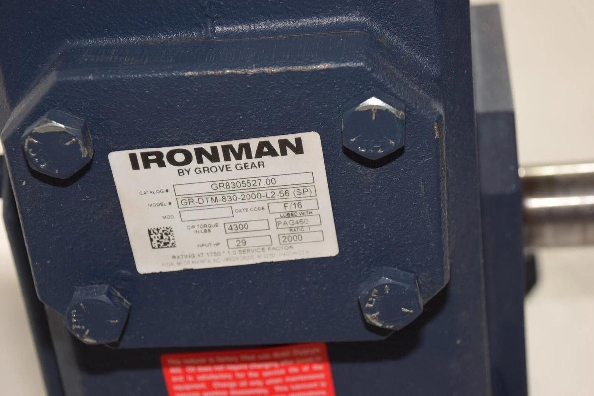 Grove Gear IronMan Gear Box Reducer GR8305527.00 GR-DTM-830-2000-L2-56 SP 2000:1