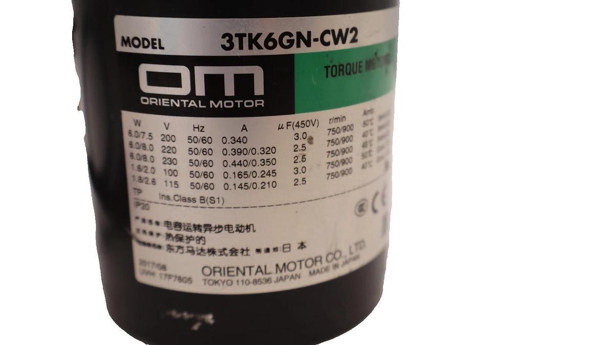 Used ORIENTAL MOTOR 3TK6GN-CW2 , 3TK6GNCW2 Torque Motor